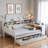 Wooden Daybed With Storage Shelves, 2 Storage Drawers And Study Desk-1608798030