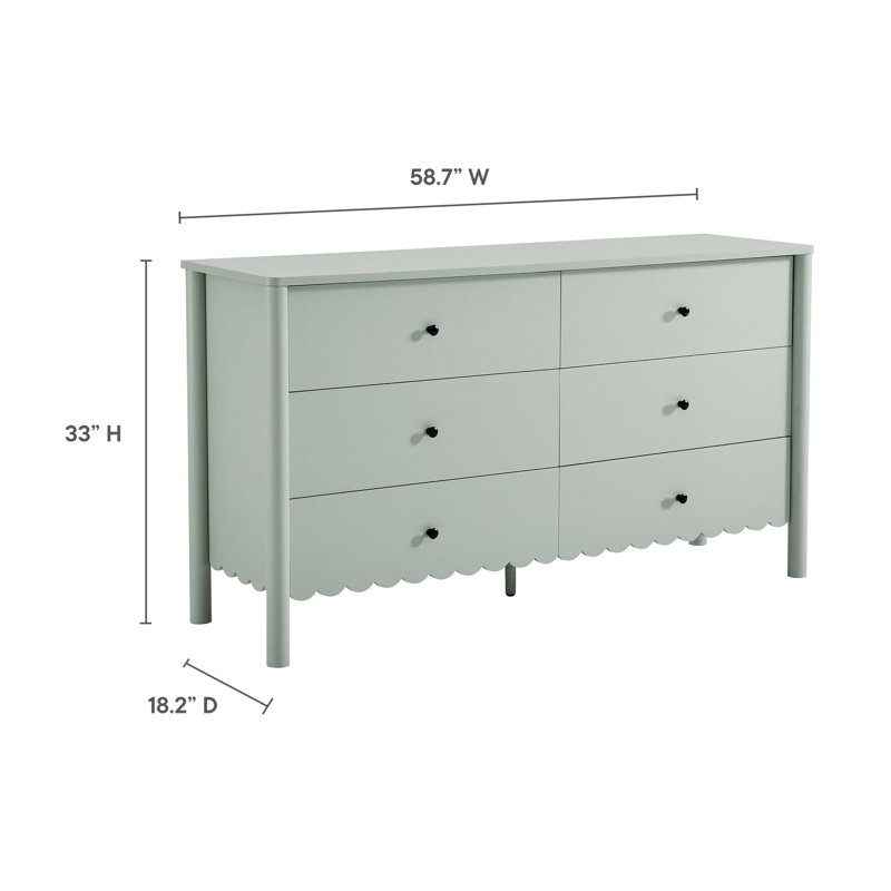 Commode 6 tiroirs Emmeline, Sauge