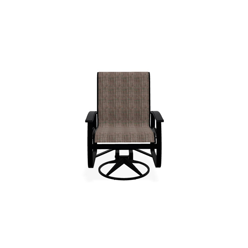 Belle Isle Outdoor Dining Armchair, Black P70, Textured Black, Beacon Taupe Sunbrella®