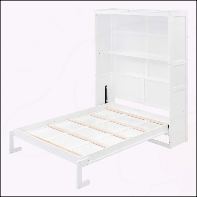 Lit escamotable mural avec tablettes Murphy, Blanc, Double