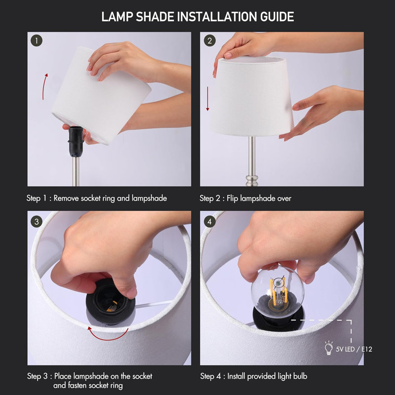 Lampe de table en métal Ellarae, Nickel brossé