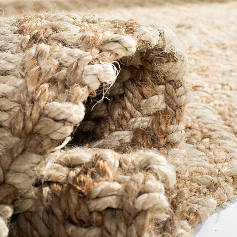 Tapis naturel en jute tissé à la main à chevrons Aerionna, Rectangle 3 pi x 5 pi