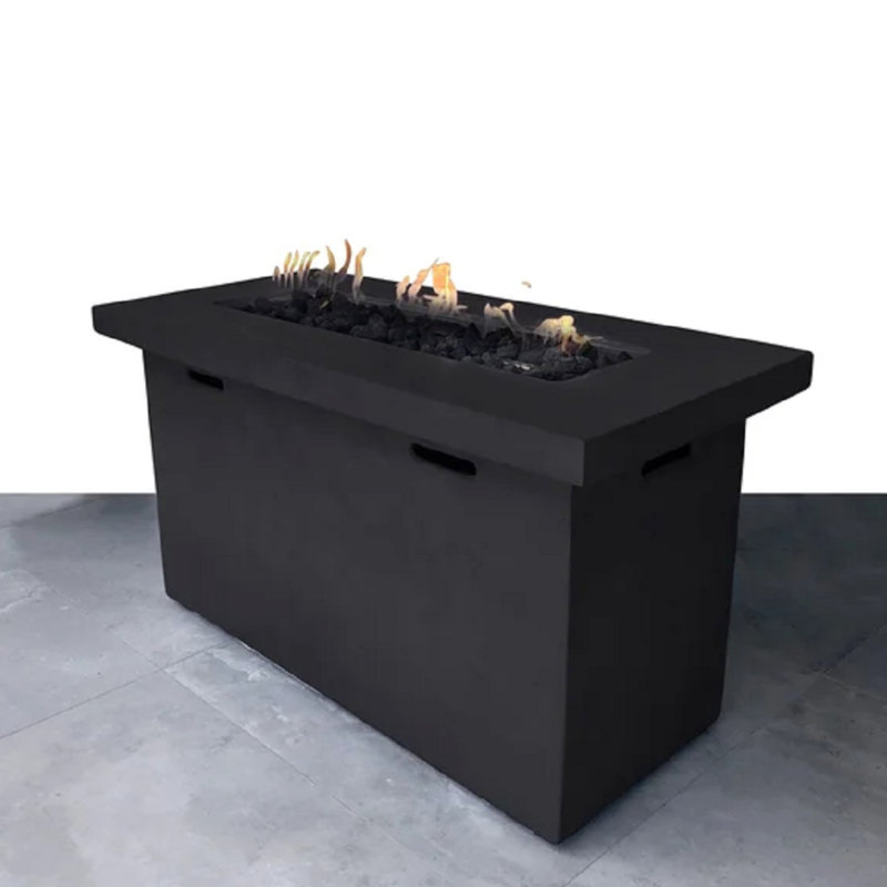 Table foyer au propane en béton renforcé de fibres, H 25 po x l 42 po, chaleur, finition rouille