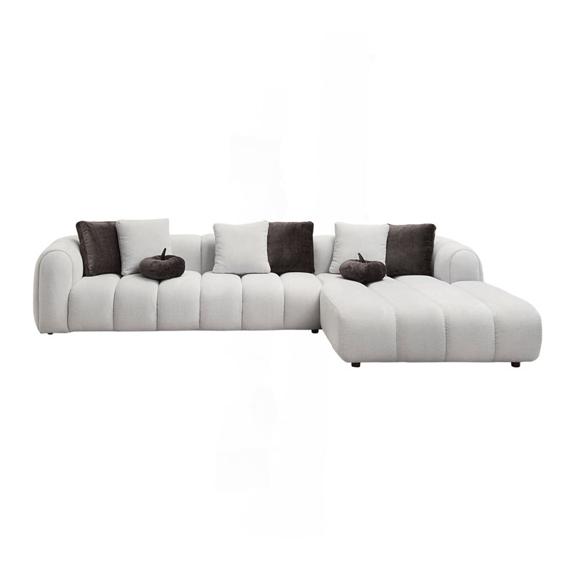 Canapé modulaire en lin blanc ivoire avec fauteuil
