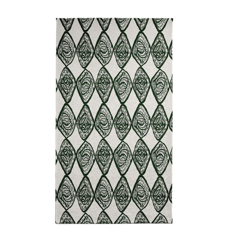Tapis géométrique vert foncé, Rectangle 3 pi x 5 pi