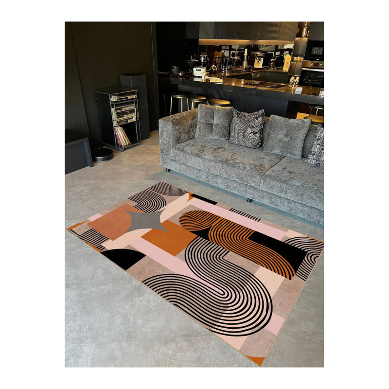 Tapis multicolore à motif géométrique abstrait à motifs géométriques lavables