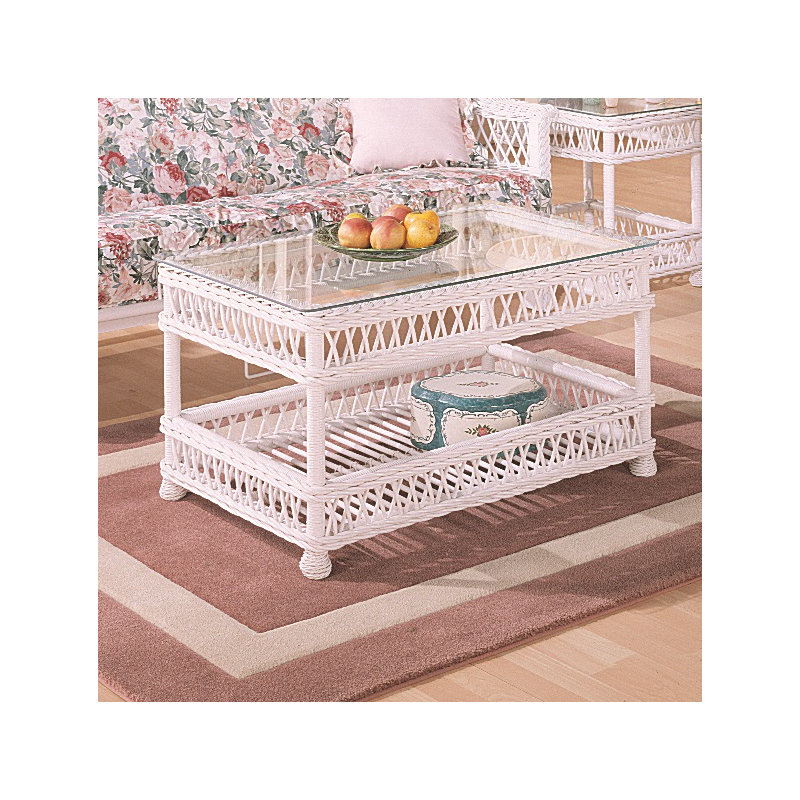 Rosado Glass Top Coffee Table, White