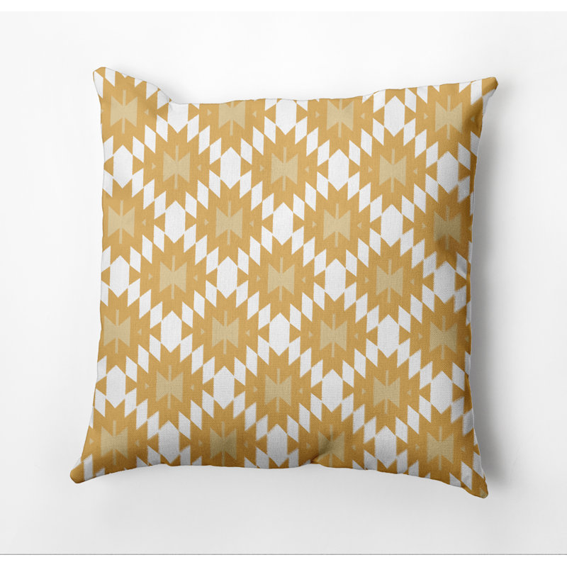 Happy Hippy Geometric Outdoor Reversible Throw Pillow, 18"x18", Gold