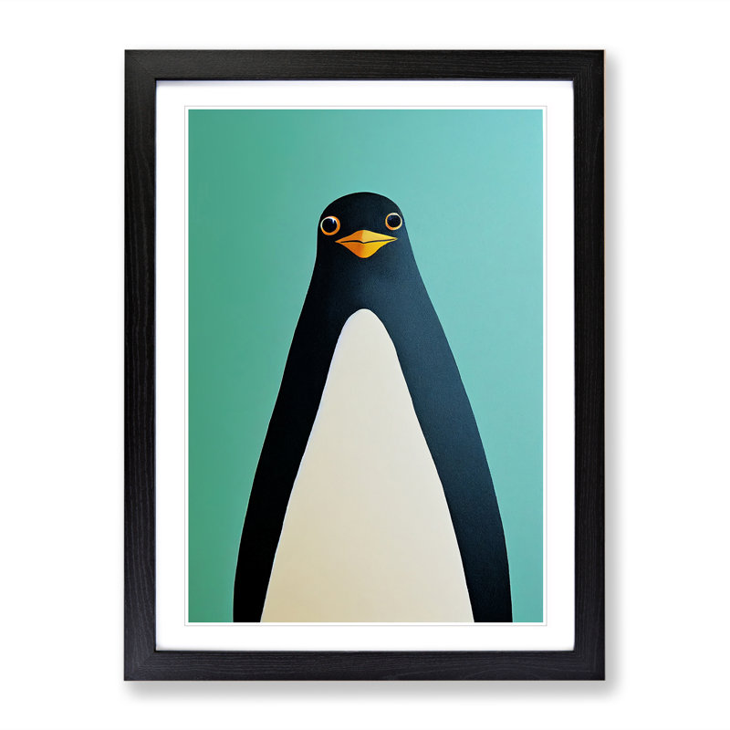 Unique Penguin Art No.2 Abstract - Single Picture Frame Print, 64cm H x 46cm W x 2cm D, Black Framed