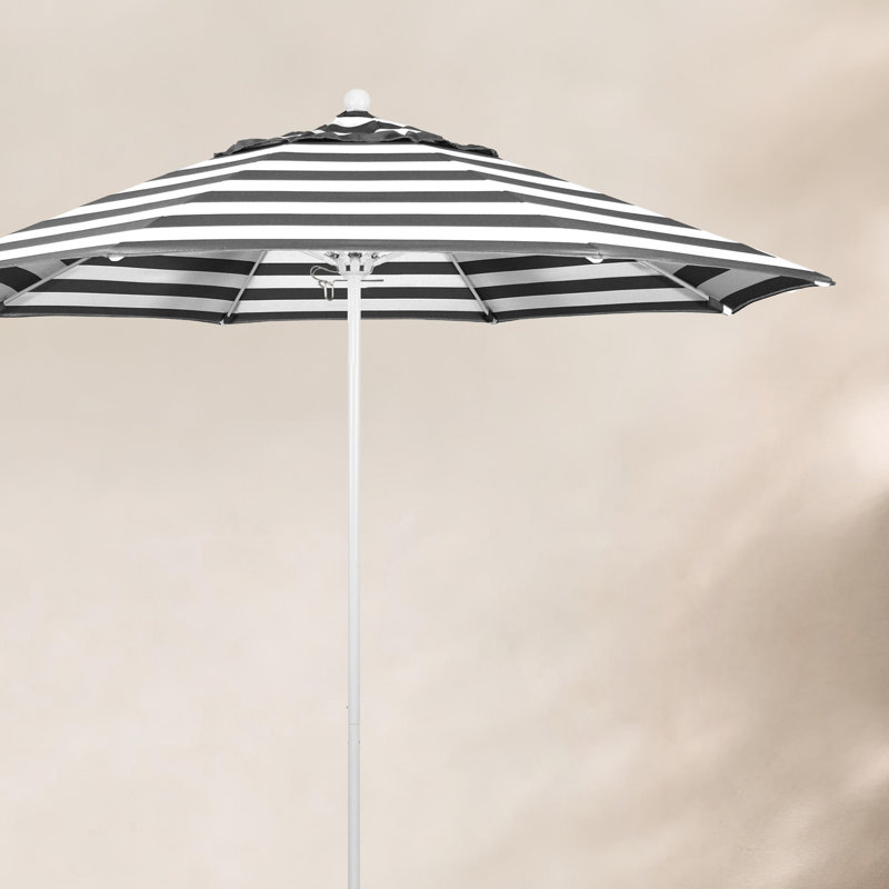 Parasol de marché 9 pi Maria, Blanc, Cabana classique à rayures noires Sunbrella®