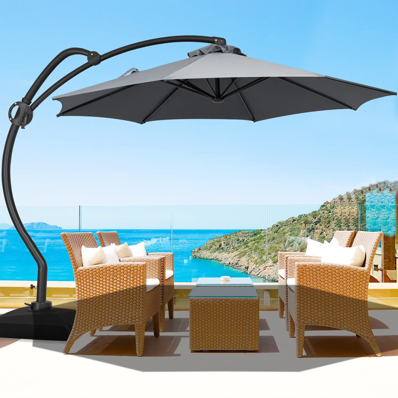 Parasol en porte-à-faux 120 po Beesan, gris
