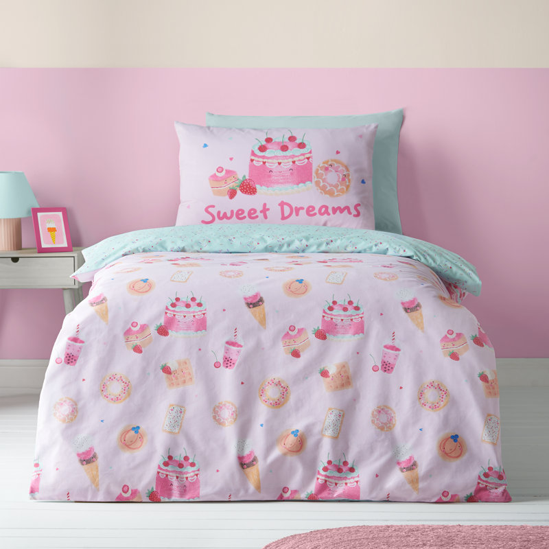 Sweet Treats Reversible Duvet Cover Set, Single Duvet Cover + 1 Standard Pillowcase