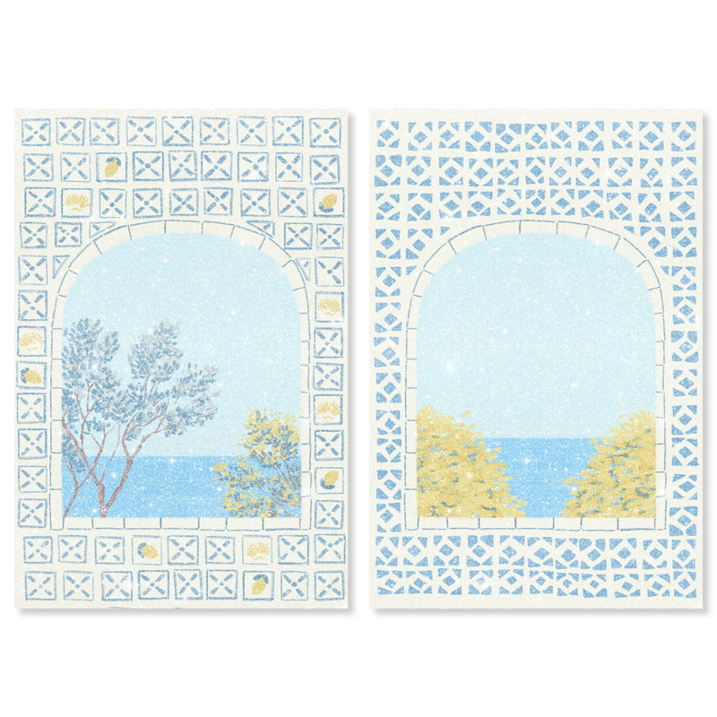 Mediterranean Window Set Set by Oliver Gal, 30"H x 20"W, Gallery Wrapped