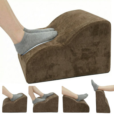 Wedge Foot Rest Stool Soft Gray Chenille Foam Footrest Under Desk Ottoman with Machine Washable Zippered Cover Non Slip Bottom Supportive Solid Foam Block for Office Sofa Couch Bedside Pet Step for Puppies Small Dog Home Apartment for Bedroom Living Room