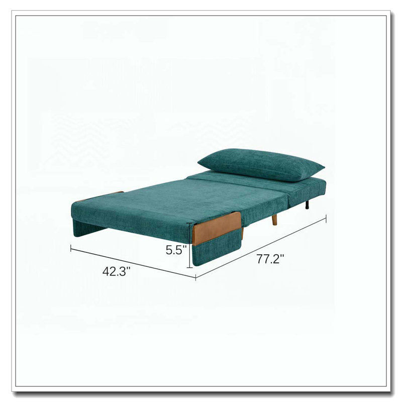 Fauteuil d'appoint rembourré convertible, Bleu paon