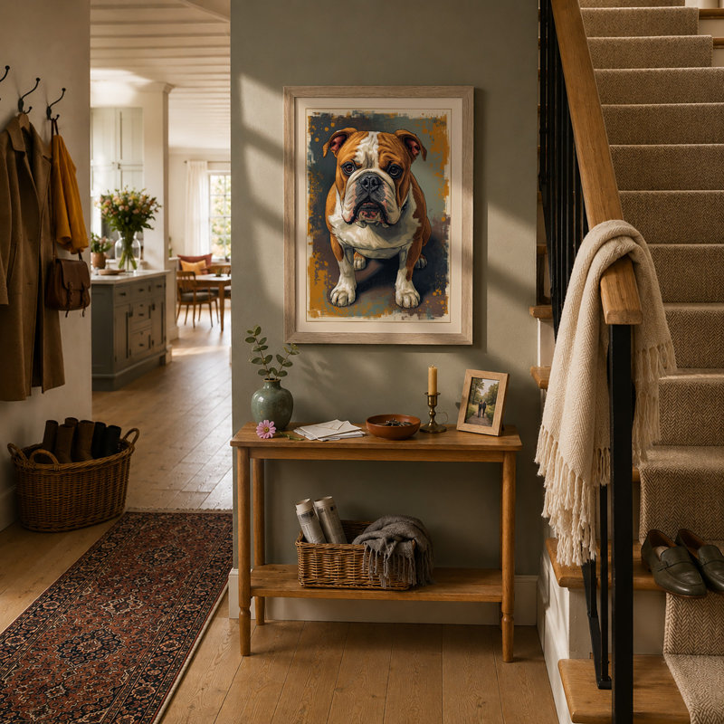 Noble Bulldog Boho - Framed Print, Oak, A3 - 42.0 x 29.7 cm