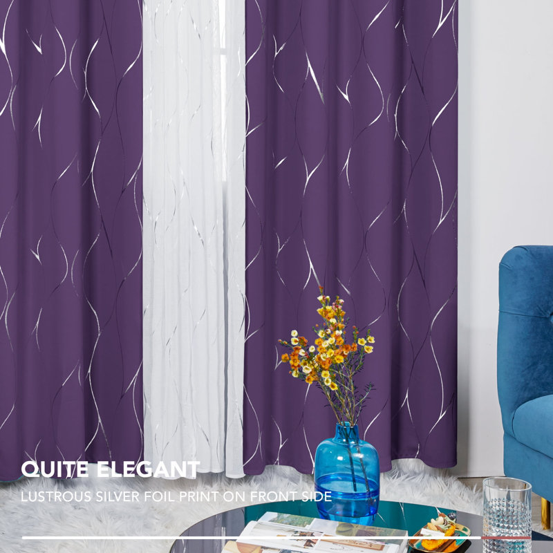 Kellda Room Darkening Curtain Pair, Purple, 42" W x 108" L