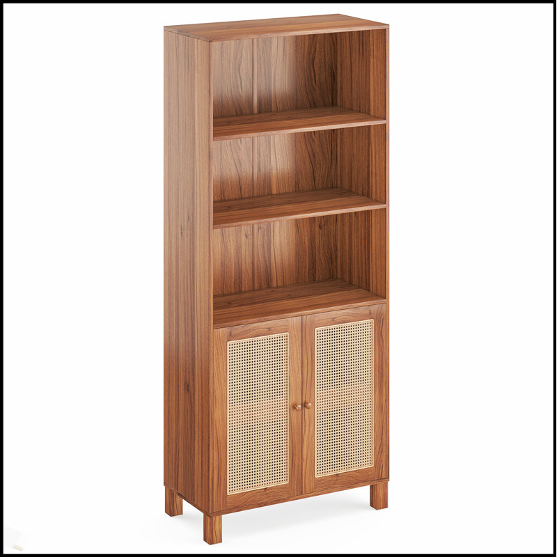 Tall With 5 Tier Wooden Shelves,  For Stylish And Functional Storage In Any Room, Black