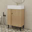 Ensemble de meuble-lavabo sur pied autoportant 21,6 pouces avec pieds en métal et rangement à gauche-82935286