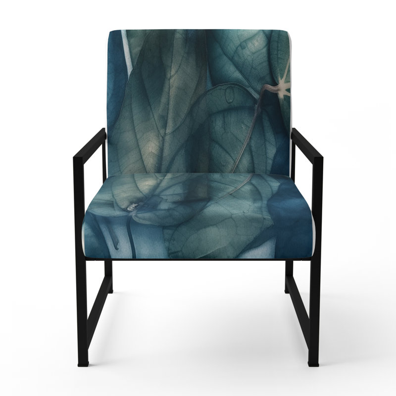 Brilon - Chaise rembourrée avec accoudoirs abstraits Botanicals, Noir, noir, noir, noir