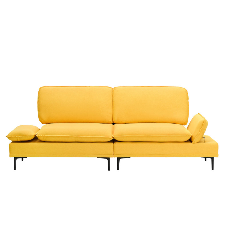 Version 89 pouces jaune, pour appartement et bureau, matériau doux, facile à assembler, siège rembourré d'éponge, teinté, 2 assemblages, rembourrage de dossier,