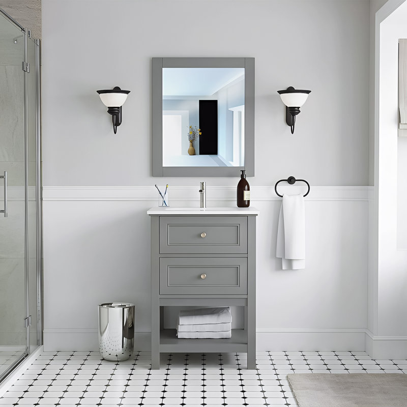 24'' Single Bathroom Vanity with Ceramic Top