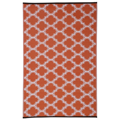 Tapis géométrique orange / blanc Nanafalia