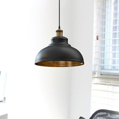 Metal Pendant Light Shade, Industrial Vintage Curved Lampshade Replacement, Modern Ceiling Hanging Light Fixture Cover for Kitchen Island, Dining Room, Cafe, Farmhouse Decor