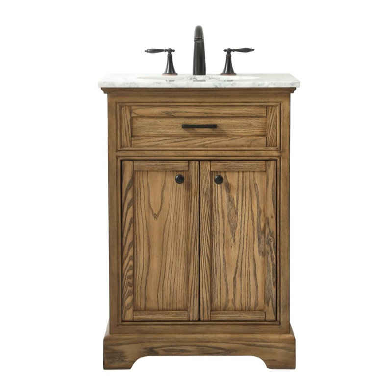 Hermes 24'' Single Bathroom Vanity with Marble Top, Driftwood