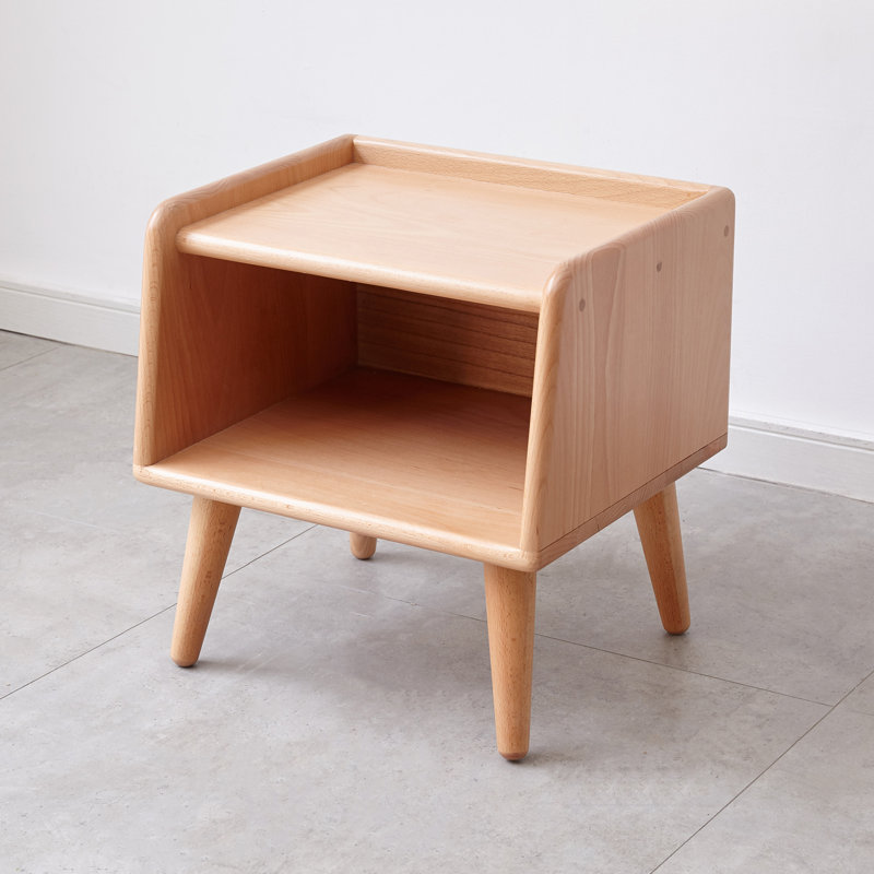 Pure solid wood bedside table Modern minimalist side table