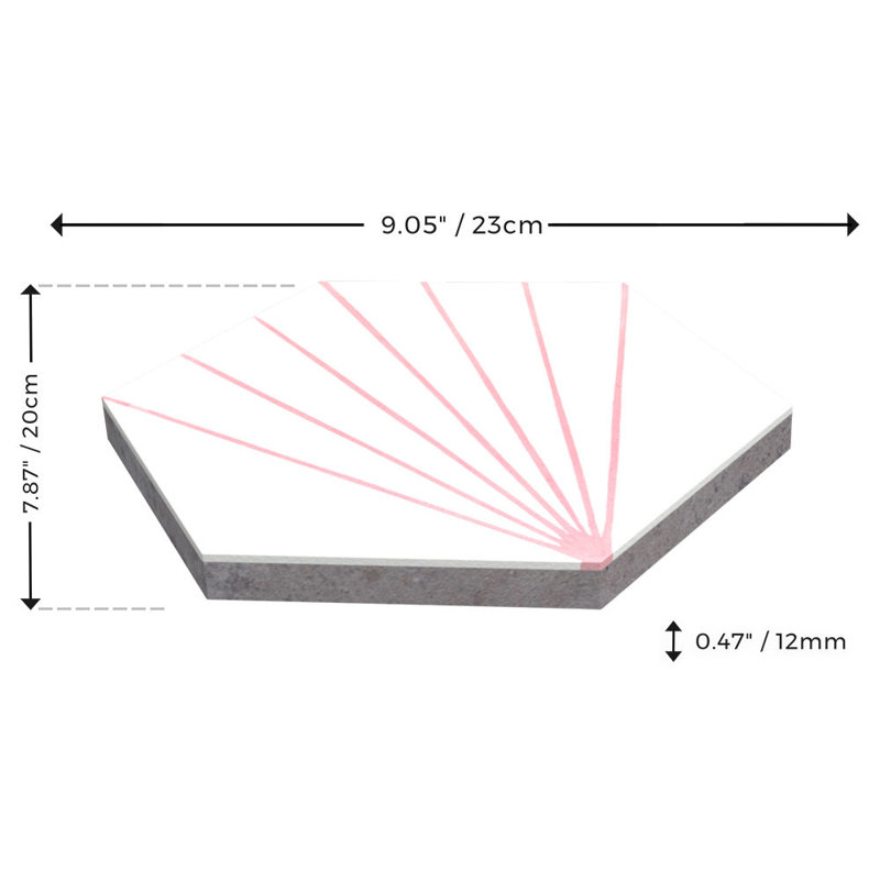 Spark C 7.87" x 9.09" Cement Patterned Wall & Floor Tile, Blush