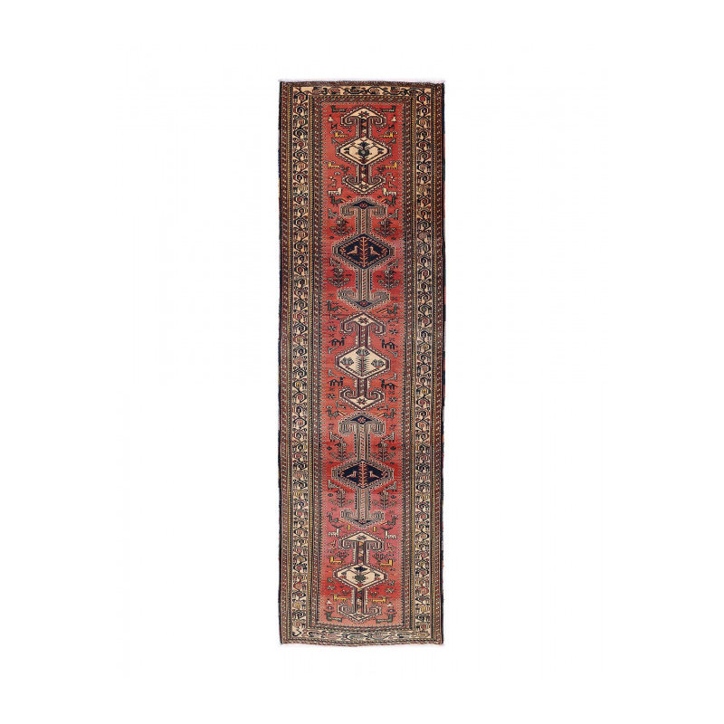 One-of-a-Kind 3'4'X13'2" Area Rug in Rust/Navy Blue/Beige