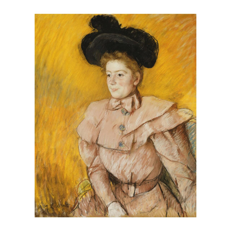«Woman in a Black Hat and a Raspberry Pink» par Mary Cassatt - Impression giclée, H 20 po x l 16 po