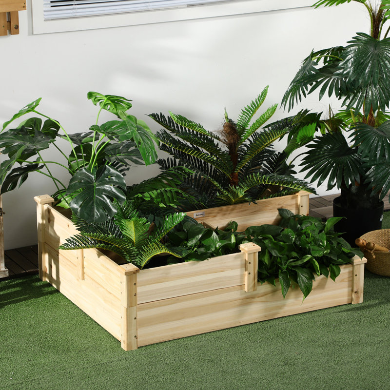 Lit surélevé en bois à 3 niveaux pour jardin, pot à fleurs pour plantes d'extérieur, 42,5 po x 34,52 po x 14,29 po, légumes