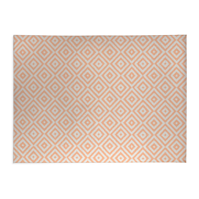 Ikat Eye Kids Play Mat, Rectangle 3' x 5', Peach/Orange