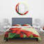 Floral rouge sur vert - ensemble de housse de couette traditionnel - microfibre de polyester-66389243