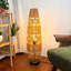 Lampe de chevet en rotin de style rustique en rotin tissé à la main sur pied avec 3 couleurs réglables