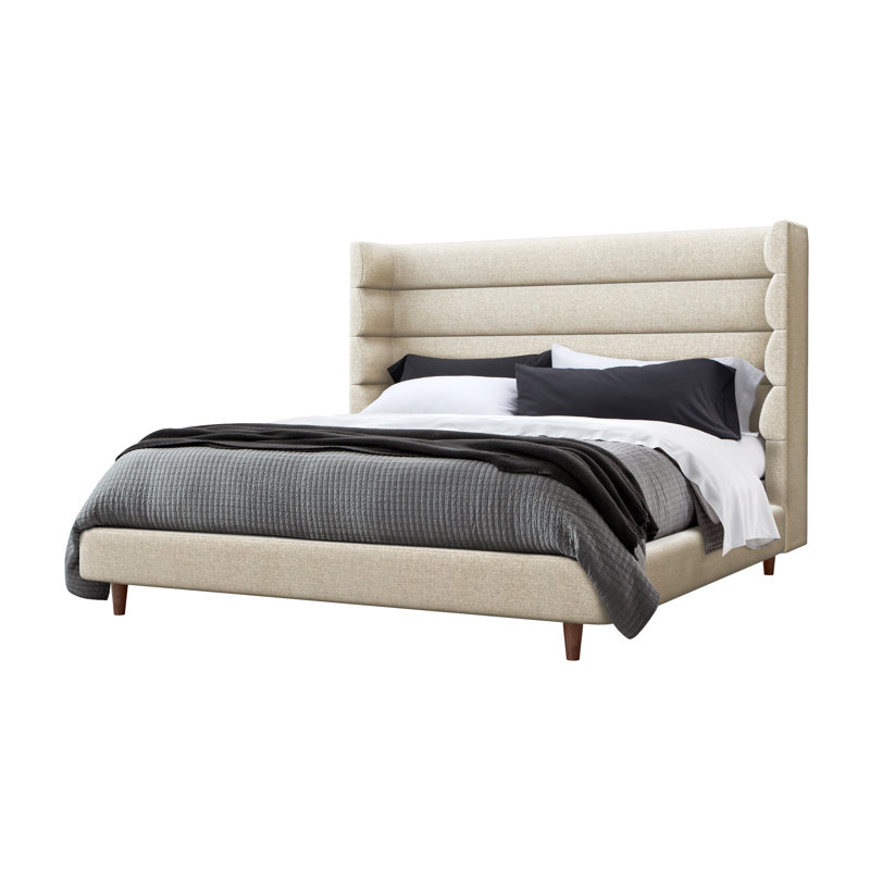 Ornette Upholstered Wingback Bed, California King, Pearl