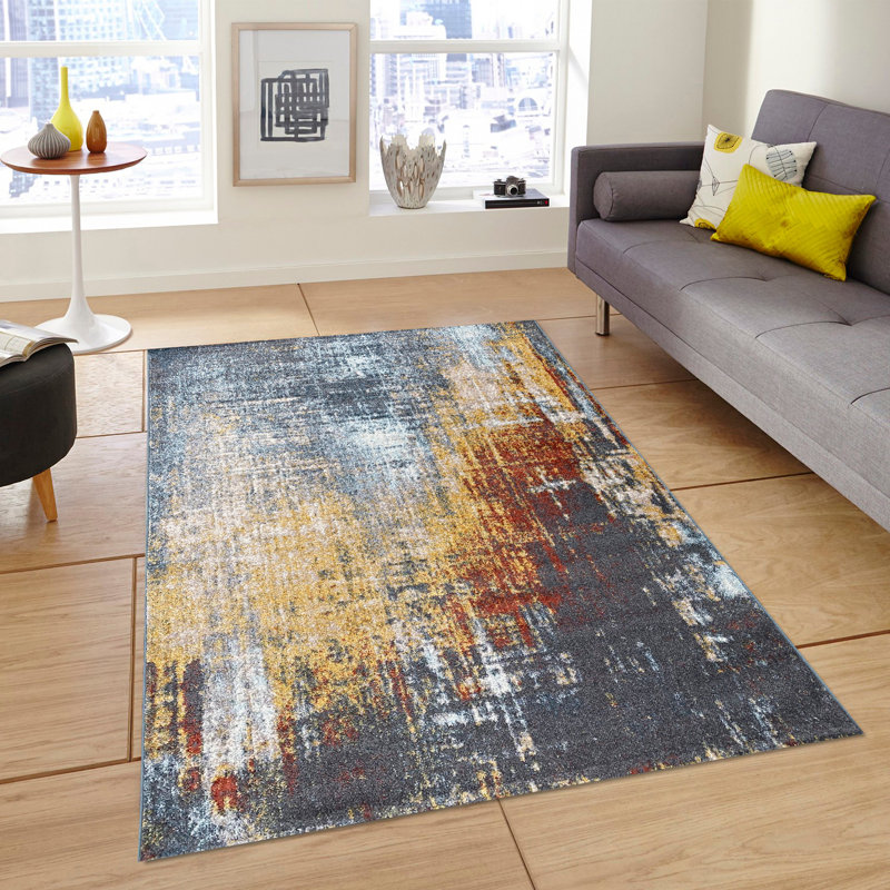 Luxurious Blue Area Rug, 3.9 x 5.9 Feet | 100% Polypropylene, 1.9 lbs/sq ft, Pile Height: 0.4 Inches | Durable Jute Underlay, Easy to Clean with Vacuum | Perfect for Living Room, Bedroom, & Office Décor