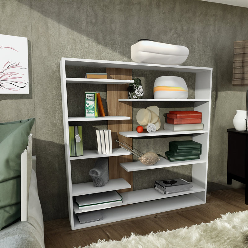 Halbeib Bookcase, White/Walnut