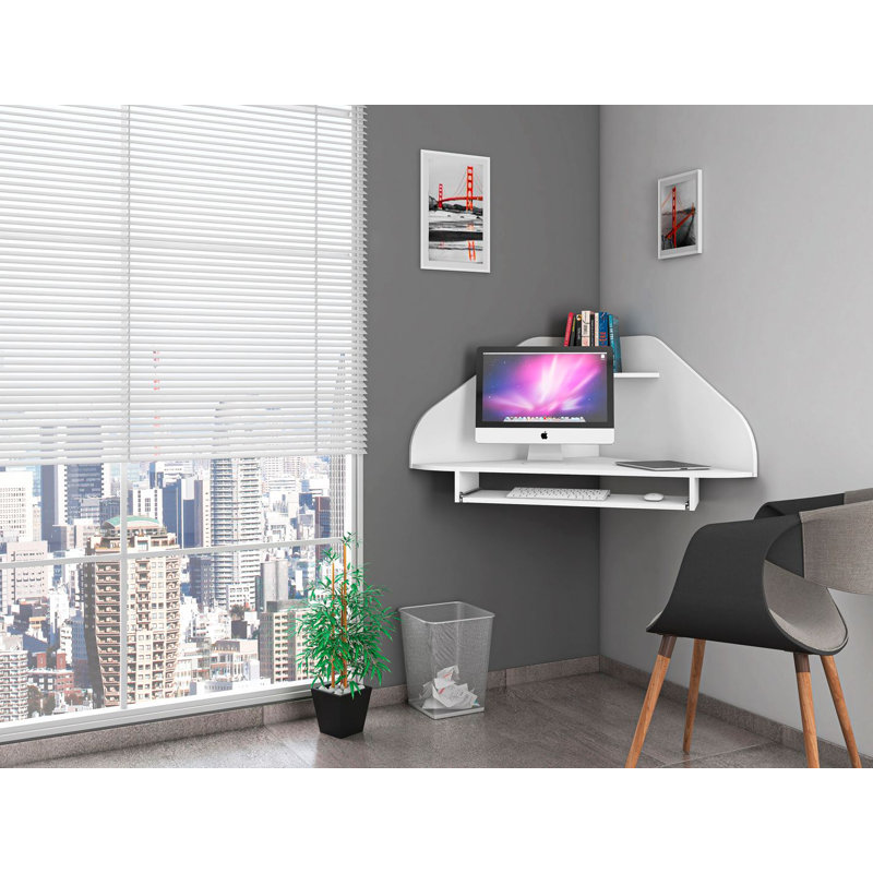 Bureau en coin Bradley Mid-Century Modern, Blanc