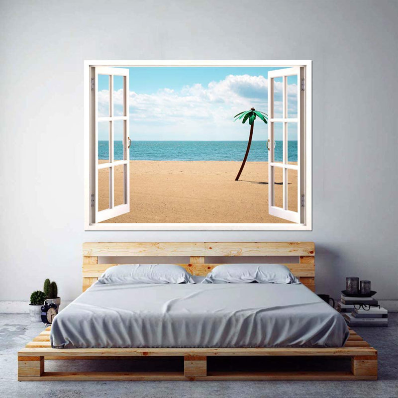 Murale un palmier debout sur le sable, L 48 po x l 36 po