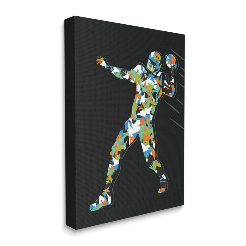 "Abstrait, lancer du football", art mural sur toile par Arrolynn Weiderhold, H 20 po x l 16 po x P 1,5 po