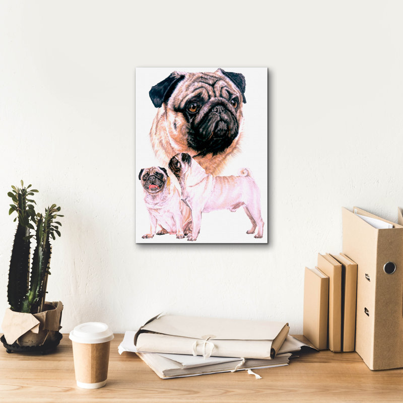 «Pug» par Barbara Keith, H 16 po x l 12 po x P 0,75 po