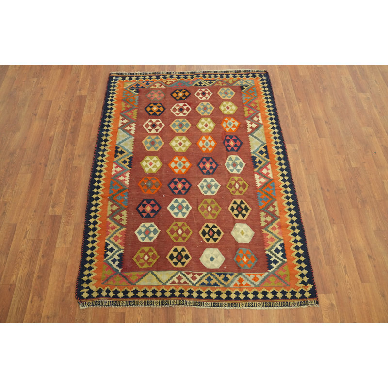 Tapis oriental kilim à teinture végétale 4 x 6