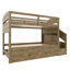 Lit simple superposé simple avec lit gigogne, escalier de rangement, 3 tiroirs et garde-robe, lit superposé en bois massif-178217277