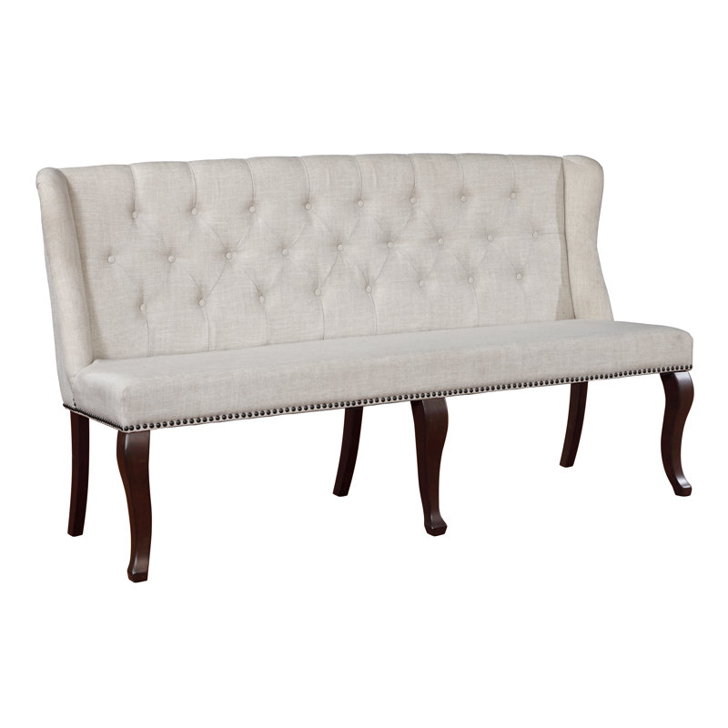 Linen Blend Upholstered Bench