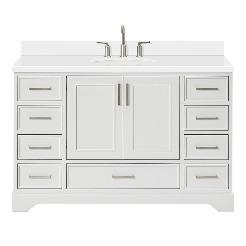 Meuble-lavabo simple avec plateau Abshire 55, Blanc