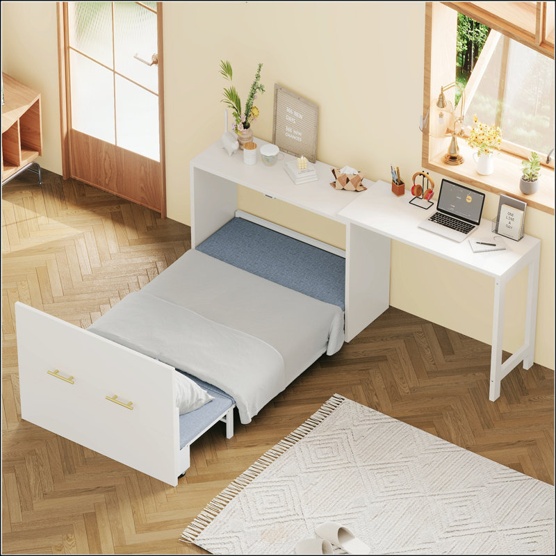Lit simple escamotable avec rangement réglable