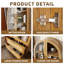 Armoire de rangement arquée en bois avec portes en rotin, étagère de présentation autoportante à 3 niveaux avec rangement caché-1222264048